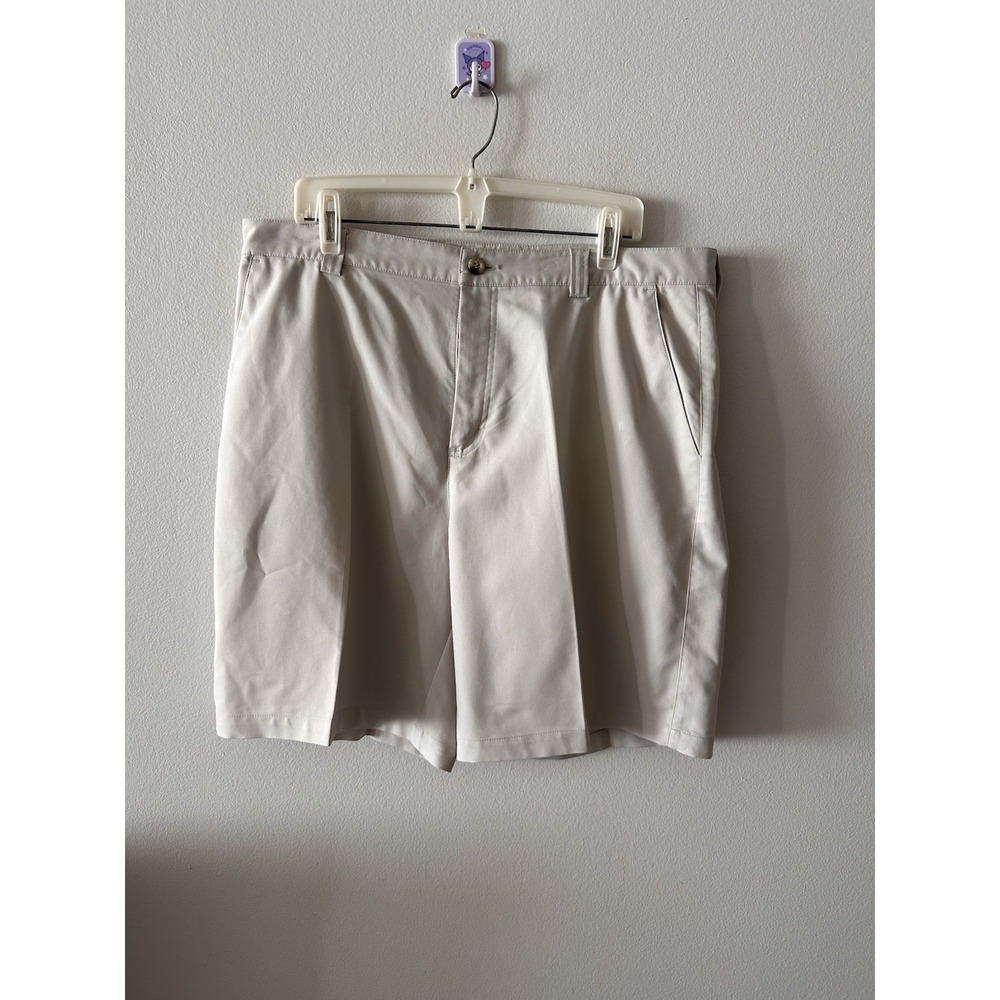 Adidas Golf Shorts Mens 38 Beige Lightweight Flat Front Casual Performance Chino